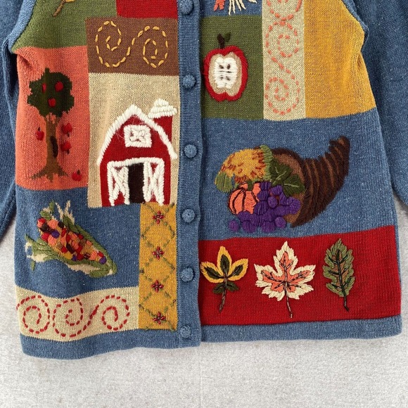 Willow Ridge Sweater Size MEDIUM Fall Farm Country Button Up Colorful - Picture 5 of 16